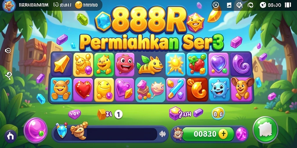 Tampilan gameplay <strong>888R</strong> yang menampilkan aksi seru Match-3.