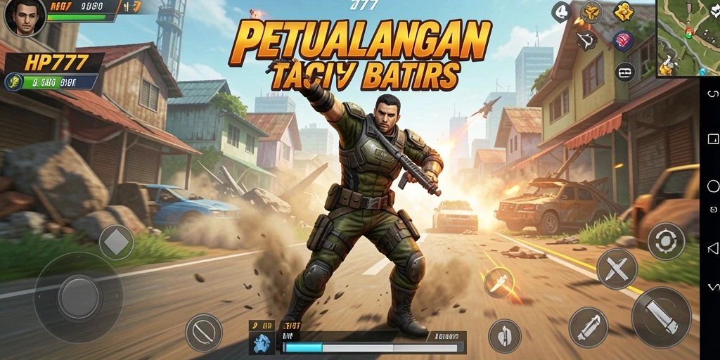 Tampilan gameplay action yang mendebarkan di HP777.