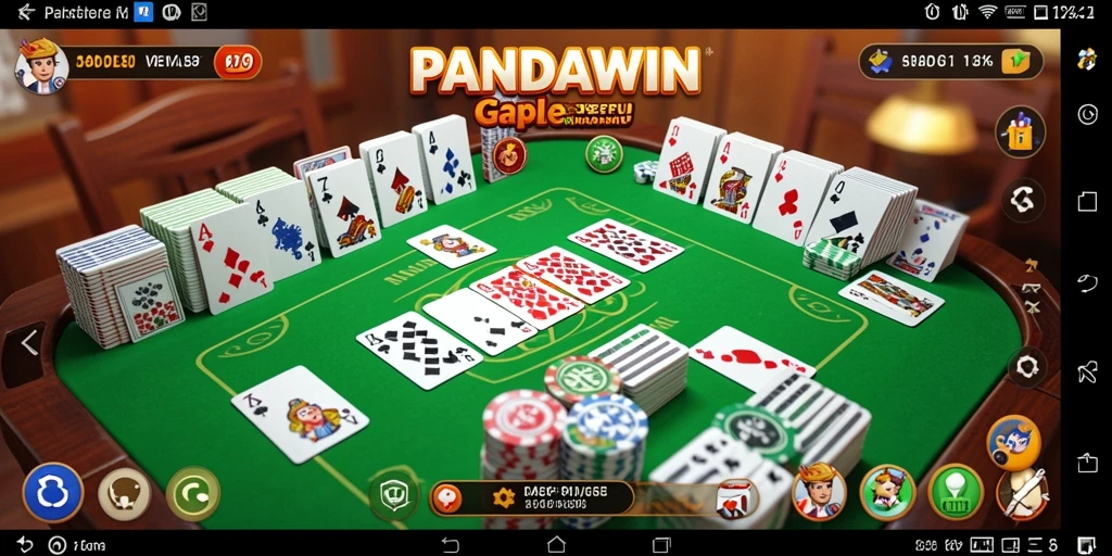 Screenshot utama PANDAWIN menampilkan gameplay Gaple yang menarik dan interaktif.
