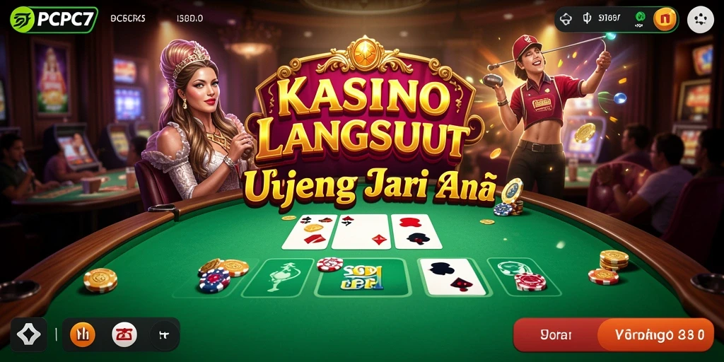 Screenshot gameplay PCPC7 menampilkan dealer langsung yang interaktif.