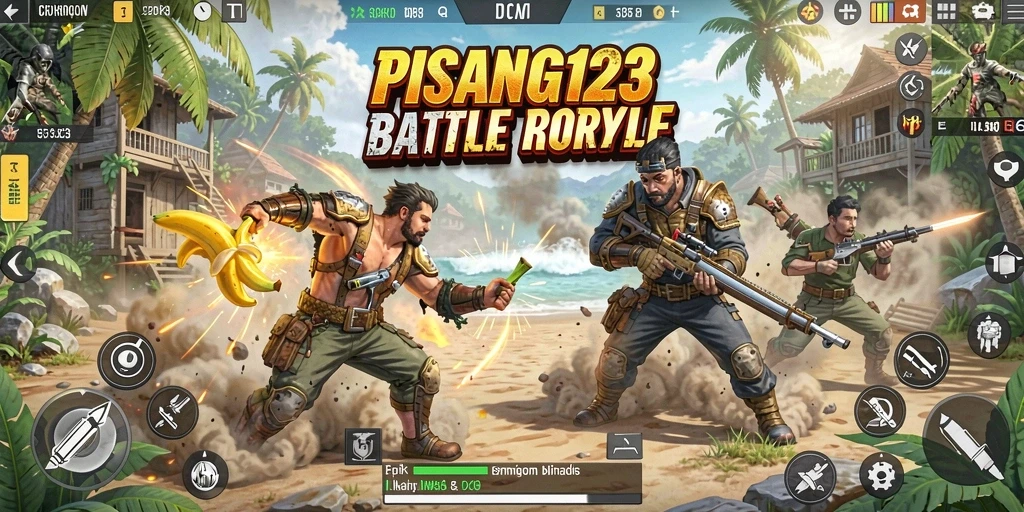 Tampilan action seru dalam gameplay Battle Royale PISANG123.