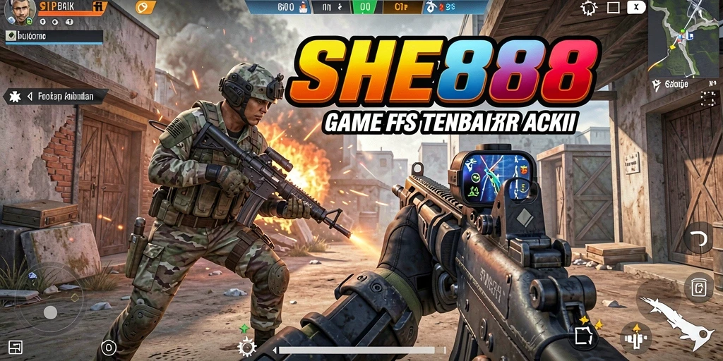 Tampilan gameplay menembak yang mendebarkan di SHE888.